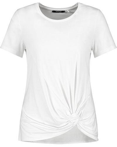 Taifun T-shirt mit raff-detail 60cm kurzarm rundhals viskose - Weiß