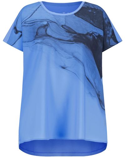 Samoon Kurzarmshirt mit satin-front 68cm rundhals viskose - Blau