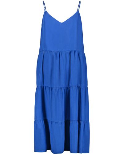 Samoon Sommerkleid aus TM lyocell ärmellos v-ausschnitt - Blau