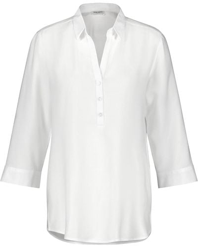 Gerry Weber Nachhaltiges blusenshirt mit 3/4 arm 72cm hemdkragen viskose - Weiß