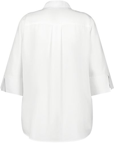 Samoon 3/4 arm bluse aus TM lyocell 76cm hemdkragen - Weiß