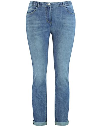 Samoon 5-pocket jeans betty mit saumaufschlag baumwolle - Blau