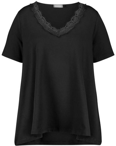 Samoon Shirt in a-linie 72cm kurzarm v-ausschnitt modal - Schwarz