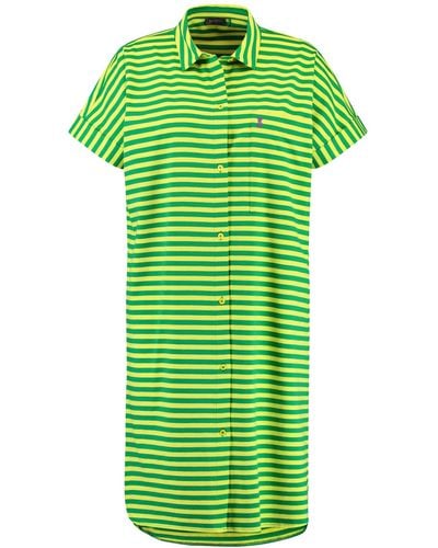 Samoon Geringeltes shirtkleid aus baumwoll-jersey kurzarm hemdkragen baumwolle - Grün