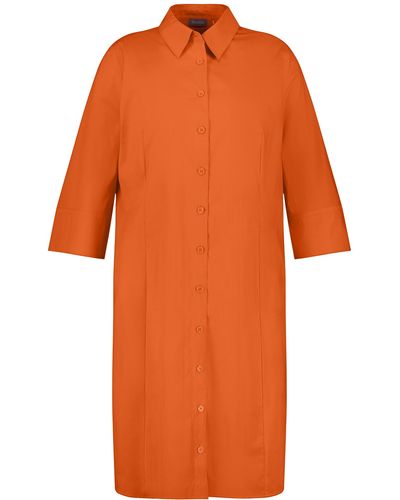 Samoon Blusenkleid mit 3/4 arm und taschen hemdkragen baumwolle - Orange