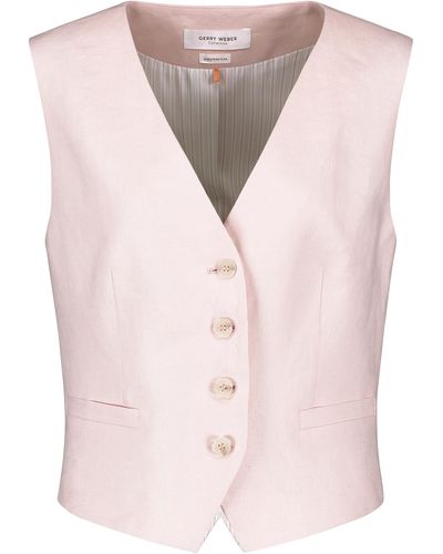 Gerry Weber Elegante weste aus leinen 50cm ärmellos v-ausschnitt knopfverschluss - Pink
