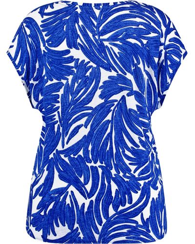 Samoon Print-shirt aus leinen-mix 66cm kurzarm v-ausschnitt - Blau