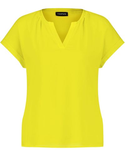 Taifun Blusenshirt mit chiffon-layer 62cm kurzarm offener kragen viskose - Gelb