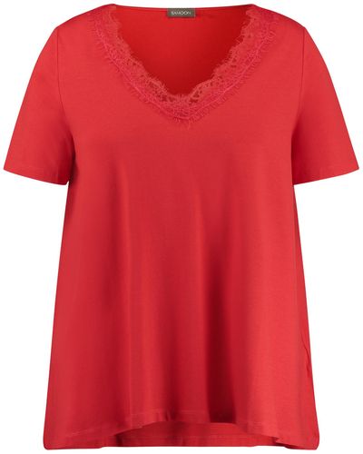 Samoon Shirt in a-linie 72cm kurzarm v-ausschnitt modal - Rot