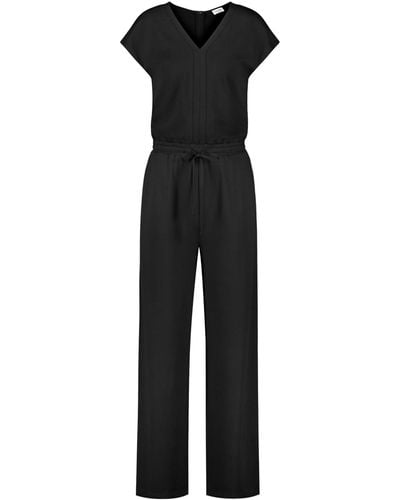 Gerry Weber Jumpsuit mit elastischem taillenband kurzarm v-ausschnitt viskose - Schwarz