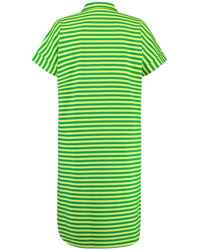 Samoon Geringeltes shirtkleid aus baumwoll-jersey kurzarm hemdkragen baumwolle - Grün