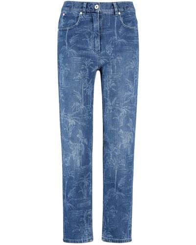 Gerry Weber Jeans key꞉la mom fit mit tropischem muster baumwolle - Blau