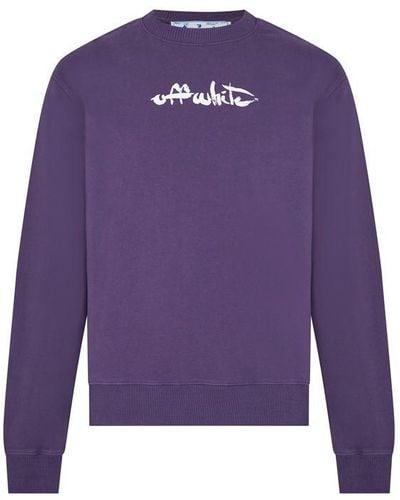 Off-White c/o Virgil Abloh Paint Arrow Crew Neck Sweatshirt - Purple