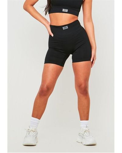 Missy Empire Missy Sport Ribbed High Waisted Cycle Short - Black