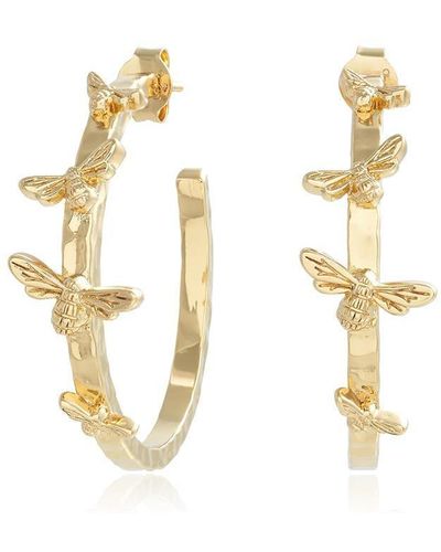 Olivia Burton Lucky Bee Statement Hoops In - Metallic