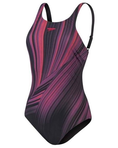 Speedo Shaping Enlace Printed Swimsuit - Purple