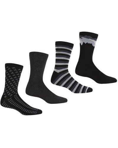 Regatta 4 Pack Lifestyle Socks - Black
