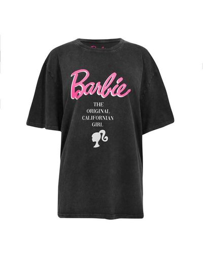 Character Barbie Back Graphic Acid Wash T-shirt Charcoal - Black
