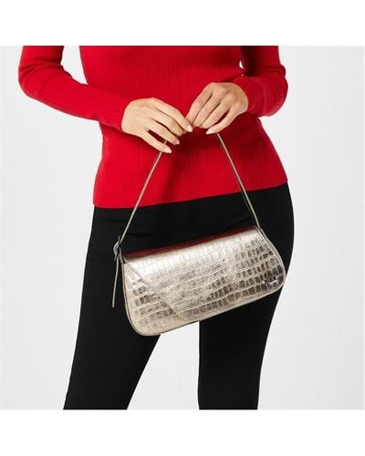Biba Leather Metallic Shoulder Bag - Red