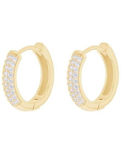 Be You Sterling Gold Plated Cz Band Hoops - Metallic
