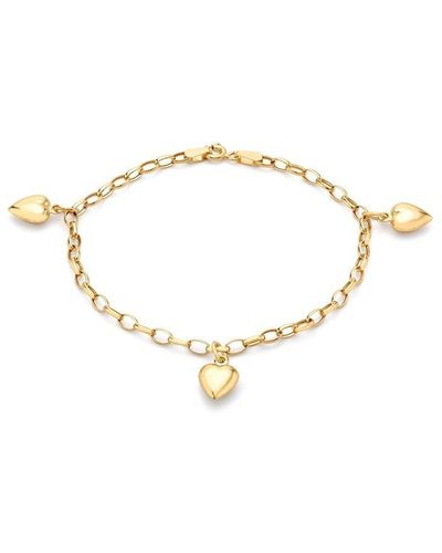Be You 9ct 3-heart Oval Belcher Chain Bracelet - Metallic