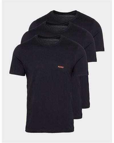 HUGO Cotton Underwear Logo-print T-shirts 3 Pack - Black