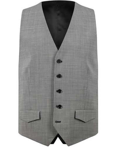 Without Prejudice Perrin Slim Fit Check Waistcoat - Grey