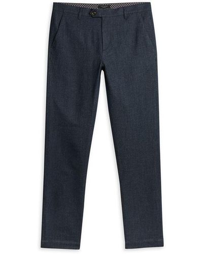 Ted Baker Haloe Super Slim Fit Semi Plain Trouser - Blue