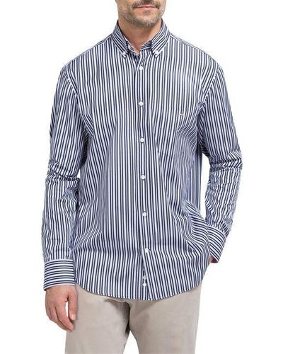 Eden Park Striped Smart Shirt In Pink And - Blue