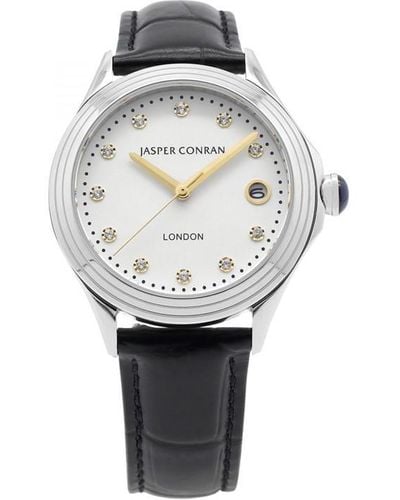 Jasper Conran Ladies 36mm White And Black Watch J1l104025 - Metallic