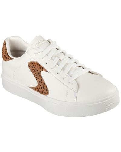 Skechers Duraleather Animal Print Logo Lace Low-top Trainers - White