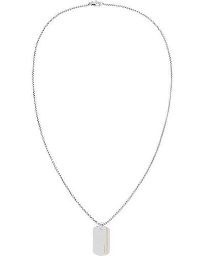 Calvin Klein Gents Stainless Steel And Grey Metal Dog Tag Necklace - Metallic