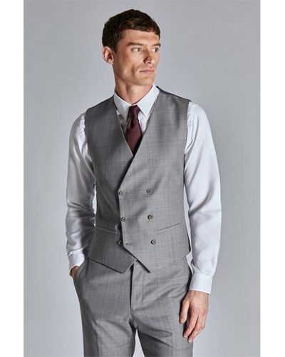 Ted Baker Indus Slim Fit Check Suit Vest - Grey