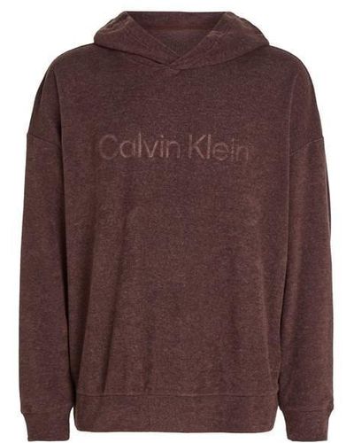 Calvin Klein Long Sleeve Logo Hoodie - Brown