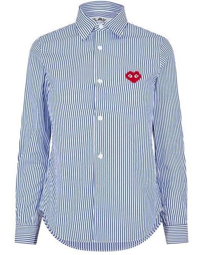 COMME DES GARÇONS PLAY Striped Oxford Shirt - Blue
