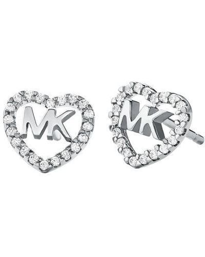 MICHAEL Michael Kors Logo Heart Earrings - Metallic