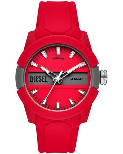 DIESEL Up Nylon Fashion Analogue Quartz Watch - Red