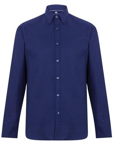 Haines and Bonner Alexander Slim Fit Button Down Oxford Shirt - Blue
