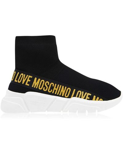 Love Moschino Band Logo Sock Trainers - Black