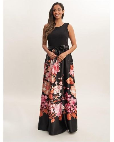 Gina Bacconi Jaimarie Floral Satin And Jersey Dress - Black