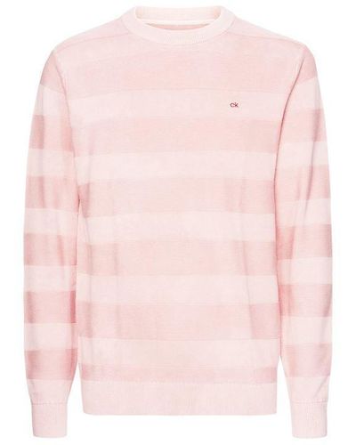 Calvin Klein Stripe Logo Chest Jumper - Pink