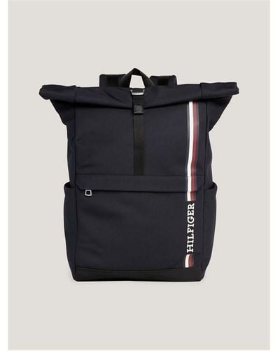 Tommy Hilfiger Monotype Logo Roll-top Backpack - Black