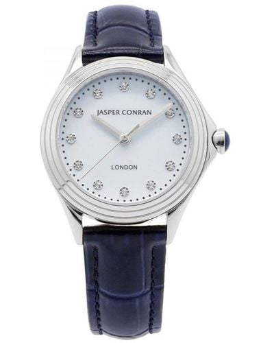 Jasper Conran Ladies 32mm Blue Dial And Leather Strap Watch
