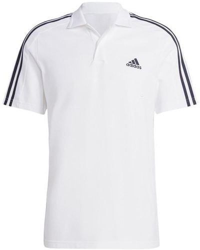 adidas Adida Aeroready Eential Piqué Embroidered Mall Logo 3-tripe Hort Leeve Polo Hirt - White