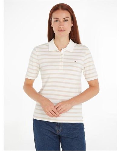 Tommy Hilfiger Tommy Pique Polo Ss Ld43 - White