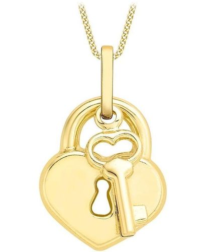 Be You 9ct Padlock & Key Necklace - Metallic