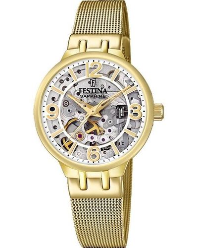 Festina Ladies Skeleton Gold Watch F20580/1 - Metallic