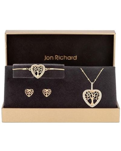 Jon Richard Rose Gold Tree Of Love Heart Trio Set - Black