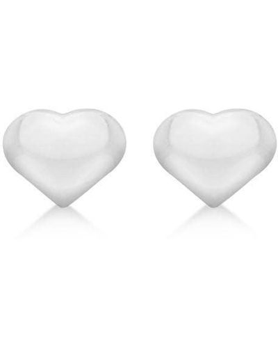 Be You Sterling Puffed Heart Studs - White