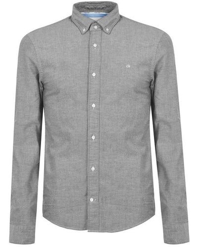 Calvin Klein Slim Fit Oxford Shirt - Grey